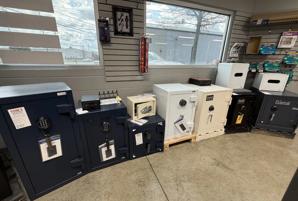 Locksmith working on a commercial safe combination lock in Melbourne, FL